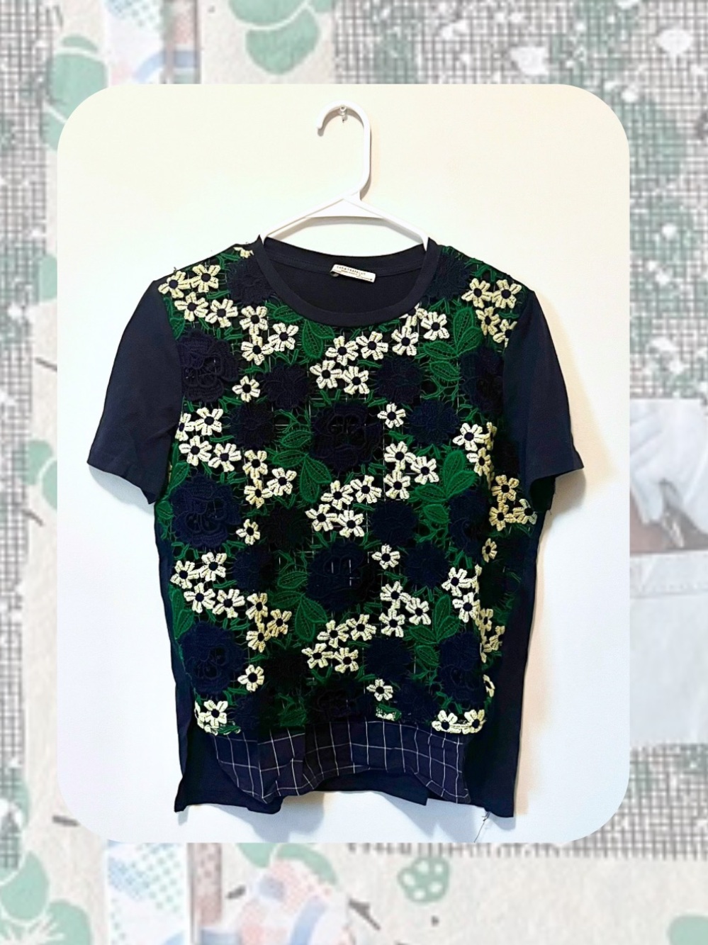 vintage Zara navy blue yellow floral textured embroidery